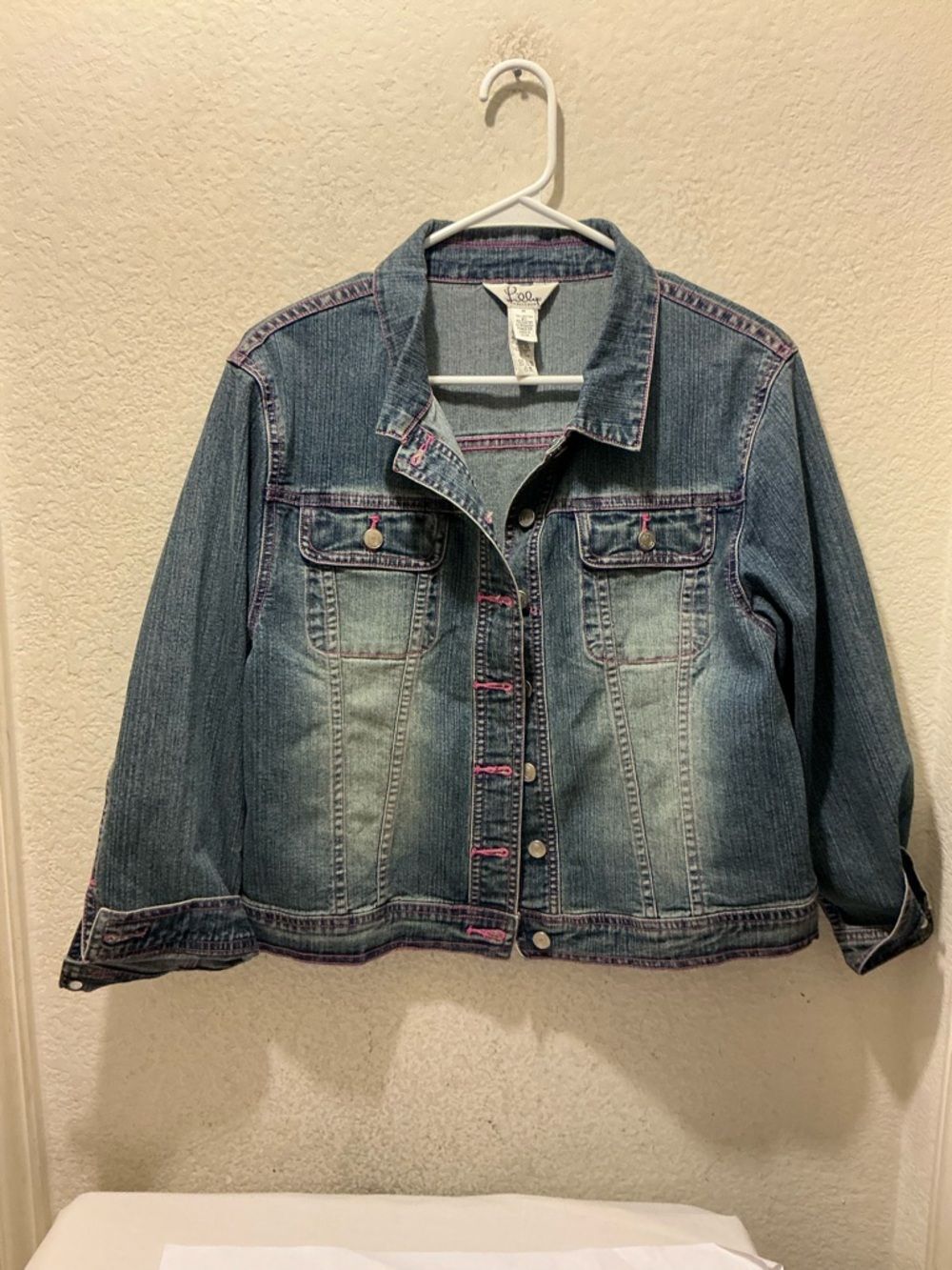Lilly Pulitzer Denim Jacket with Pink Topstitching